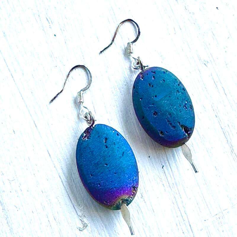 oval shaped druzy earrings