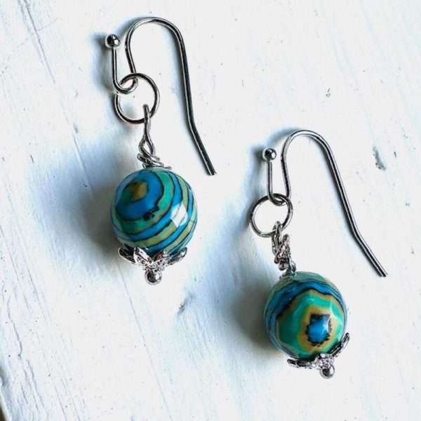 composite turquoise earrings with sterling silver accenrts